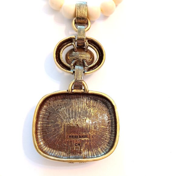 Heidi Daus Cream Glass Beaded & Enamel Amber Crystal Necklace & Earring Set - Picture 6 of 8